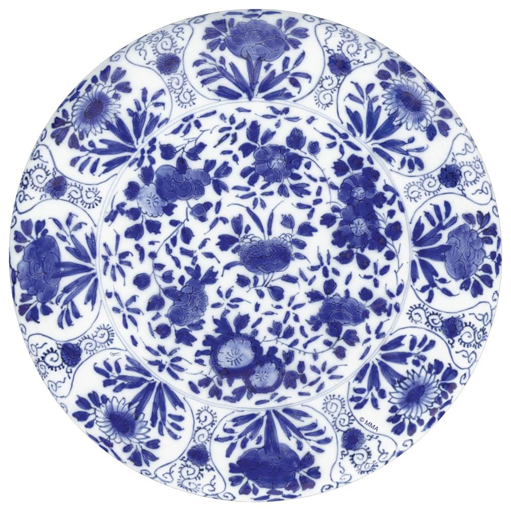 Caspari Delft Round Paper Placemats in Blue - 12 Per Package 1112PPRND