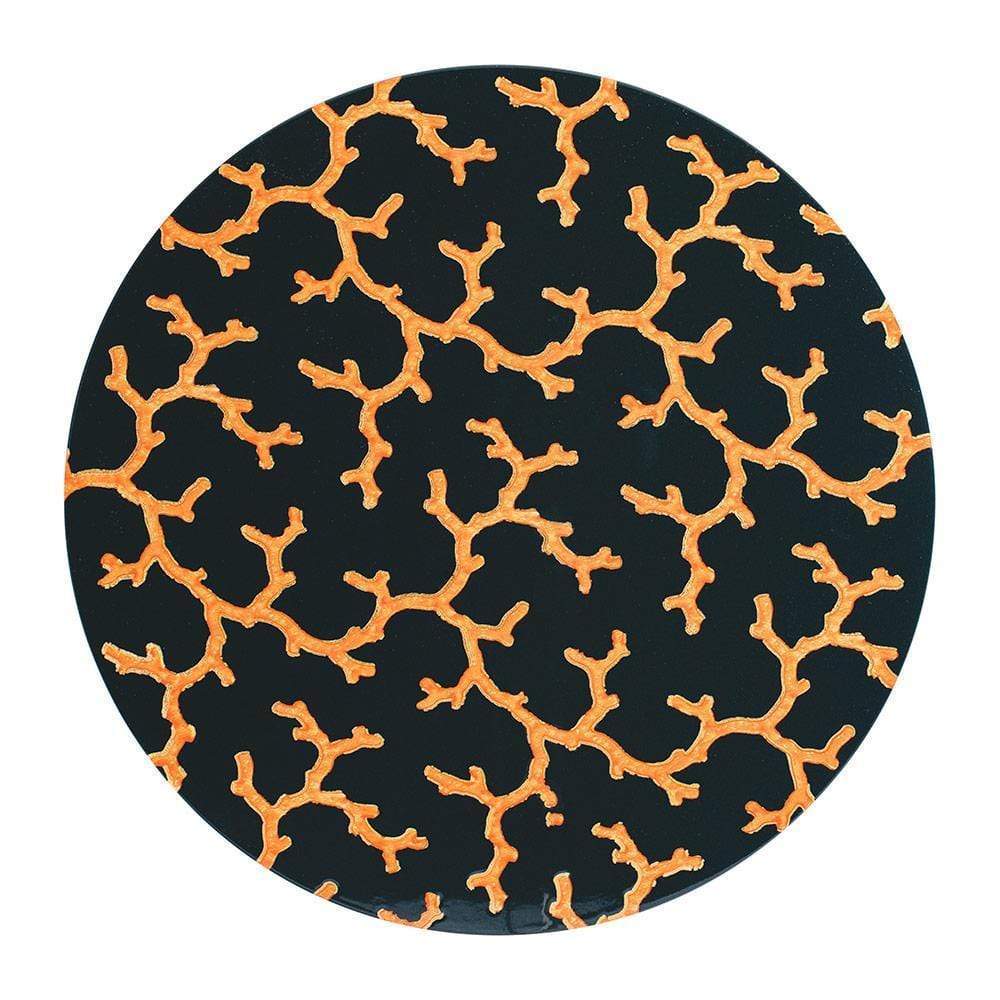 The Coral Sea Round Lacquer Placemat in Black - 1 Each
