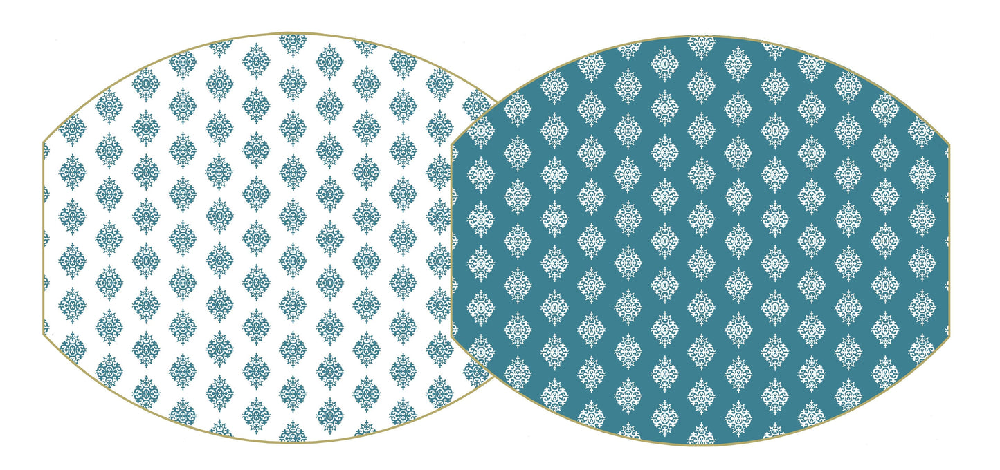 Two Sided Jaipur/Reverse Jaipur Ellipse Placemat Chinese Blue