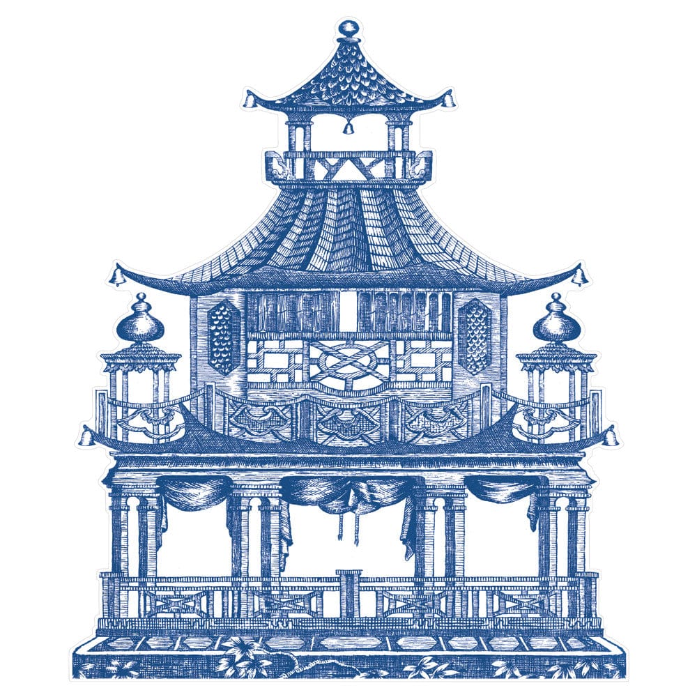 Chinoiserie Toile Pagoda Die-Cut Placemats - 4 Each