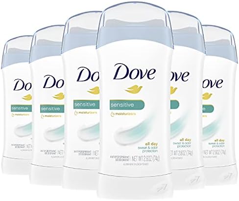 Dove Invisible Solid Antiperspirant Deodorant Stick for Women, 6 Count, Sensitive, For All Day Underarm Sweat & Odor Protection 2.6 oz