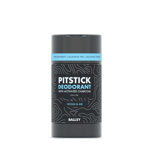 Ballsy Pitstick Activated Charcoal Deodorant - Mens Aluminum Free Deodorant w/ Charcoal, & Plant Based Extracts – Cruelty & Baking Soda-Free Underarm Deodorant for Odor Protection, 2.75 oz