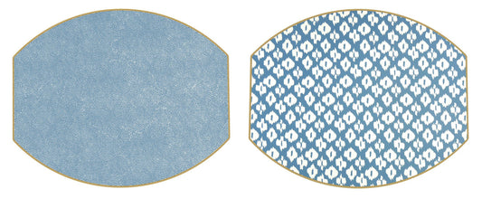 Two Sided Ikat and Dot Fan Ellipse Placemat