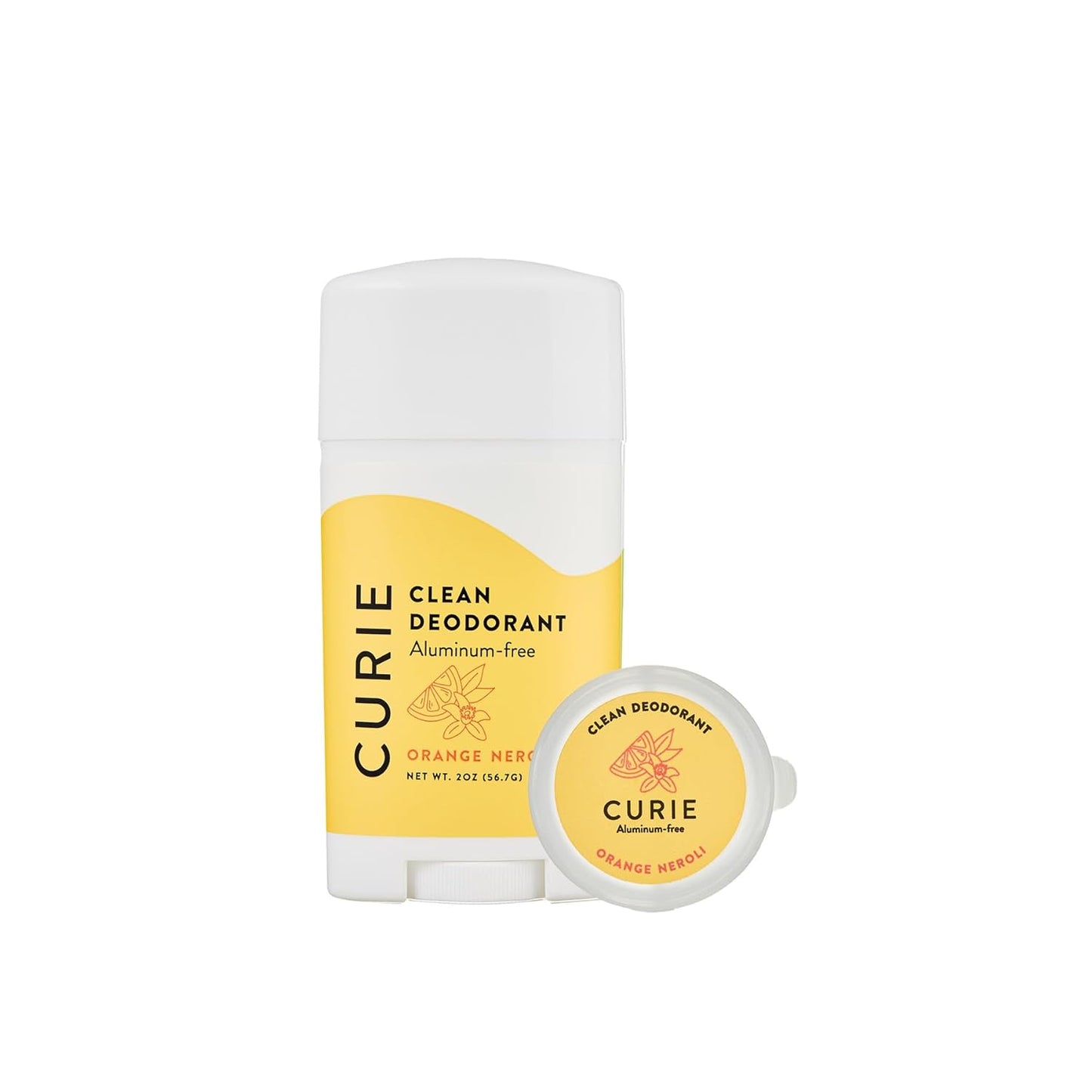 Curie Aluminum Free Deodorant - Orange Neroli Stick and Travel Mini - Natural Deodorant, Paraben Free, Cruelty Free, Non-Toxic, Female Founded
