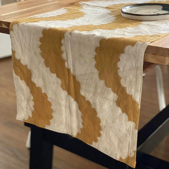 Block Printed Table Runner - Golden Rays