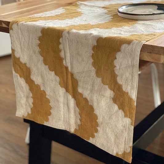 Block Printed Table Runner - Golden Rays