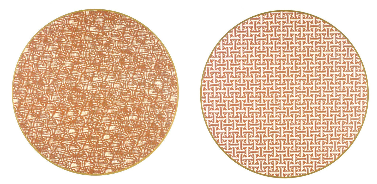 Two Sided Sayagata and Dot Fan Round Placemat