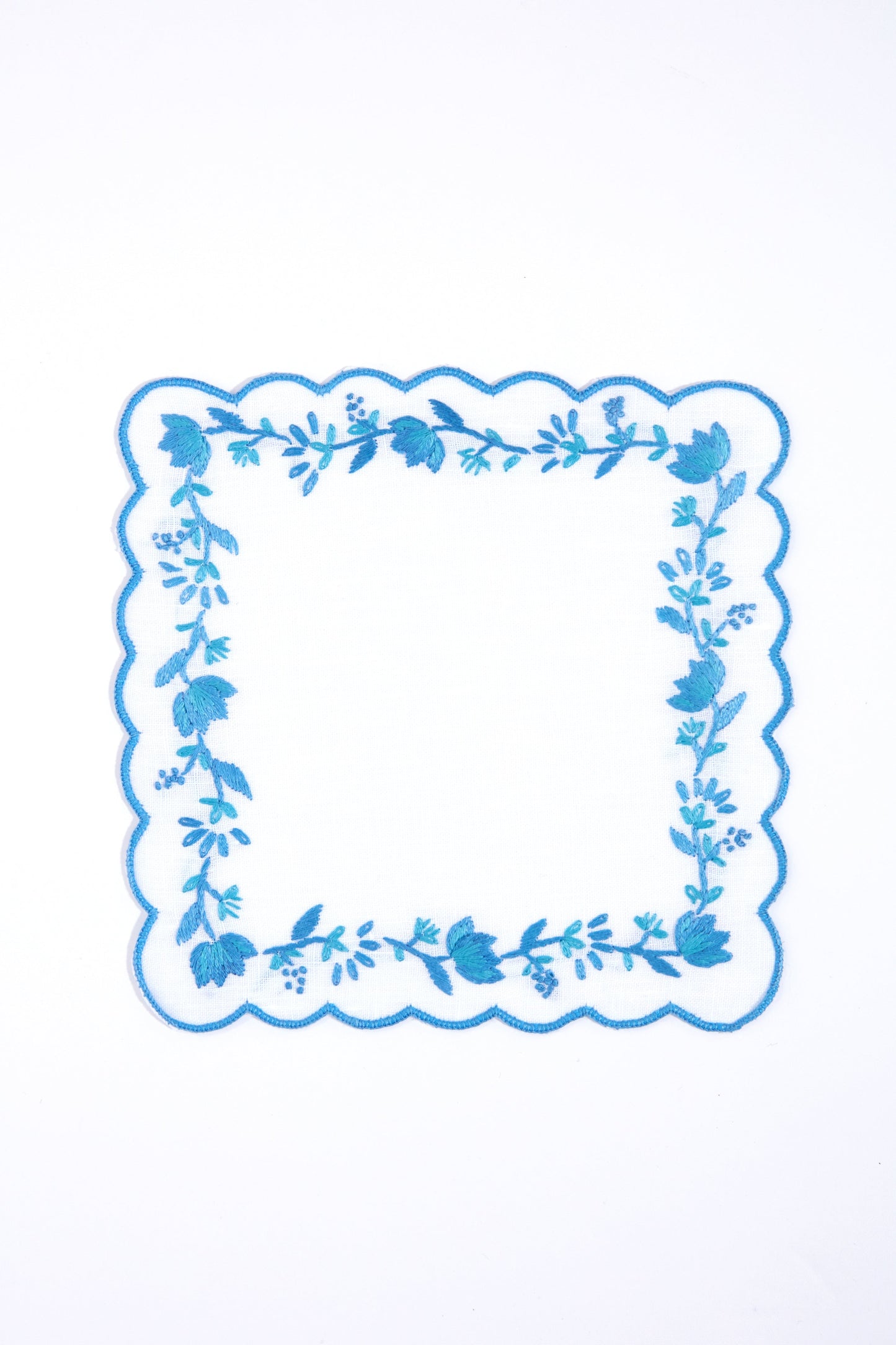 Blue and White Floral Cocktail Napkins Set of 4