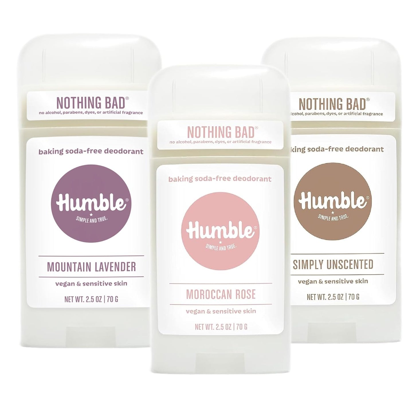 Simple & Sensitive Trio - Vegan Mountain Lavender, Vegan Moroccan Rose and Vegan Simply Unscented, 3 Pack