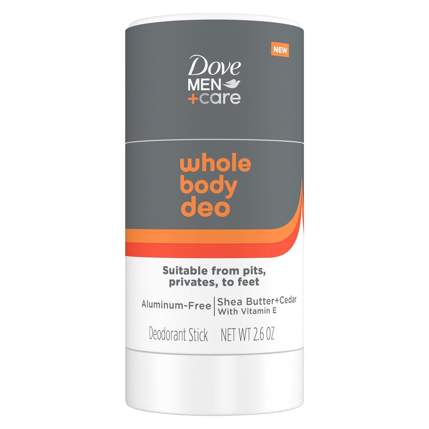 Dove Men+Care Whole Body Deo Aluminum-Free Deodorant Stick Shea Butter + Cedar from Pits, Privates, to Feet with Vitamin E 2.6 oz