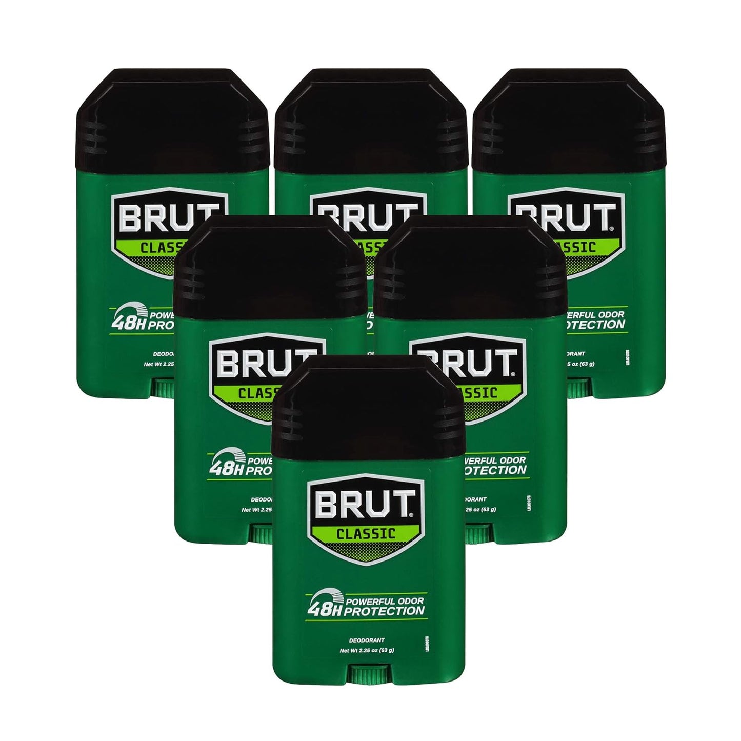 Brut Deodorant Stick, 2.25 Ounces, 6 Pack, Fresh Scent, Odor and Wetness Protection, Made in USA