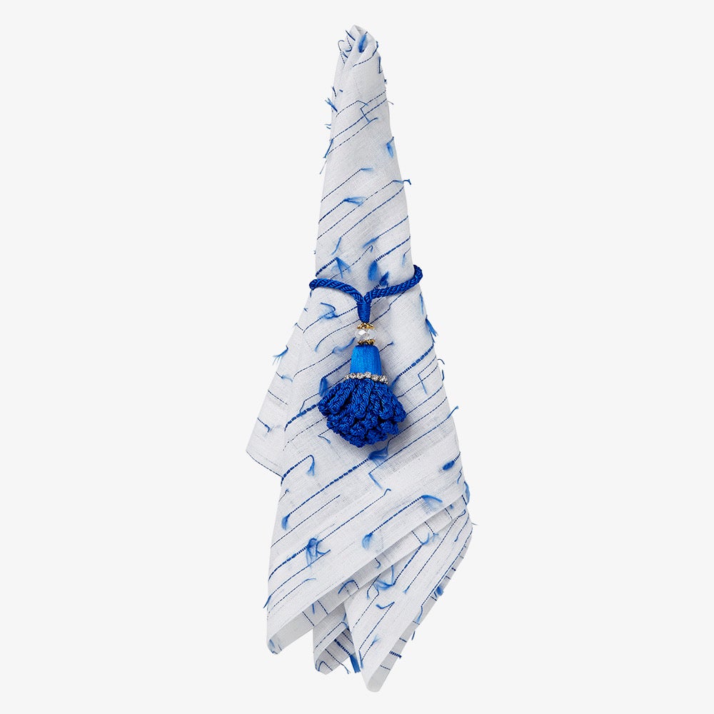 Napkins - Amalfi Blue and White Table Linens - Mode Living at Fig Linens and Home