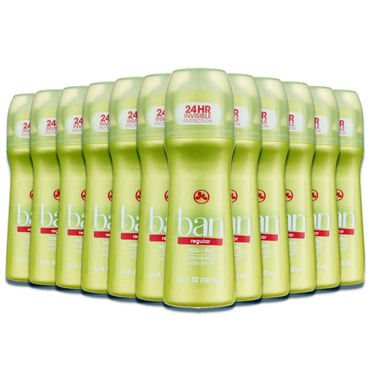 Ban Roll On Antiperspirant Deodorant, Regular, 3.5 Oz - 12 Pack