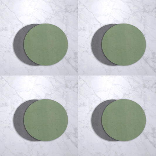 Beatriz Ball Vida Snakeskin Reversible 15.5" Round Placemats, Set of 4 (Green and Gray)