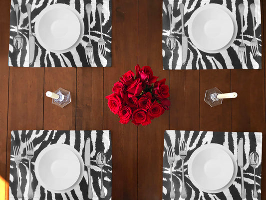 Zebra Print Cotton Dinner Table Placemats Holiday Home Decoration 13" x 19" (Pack of 4)
