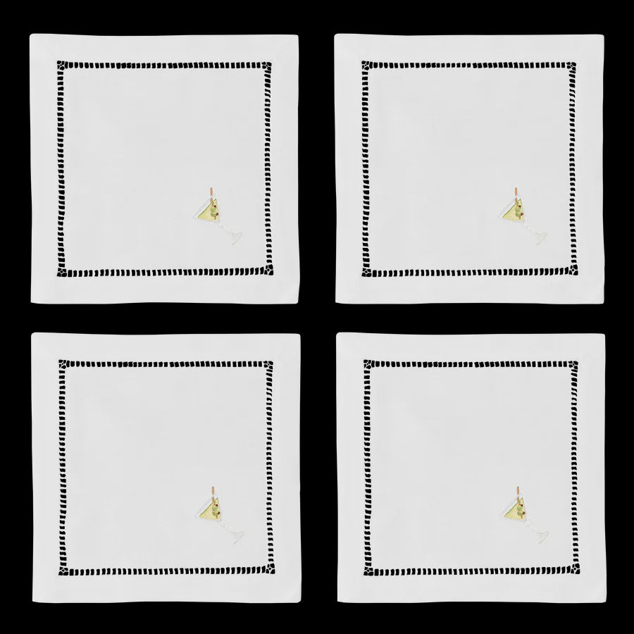 Dirty Martini Cocktail Napkin set/4
