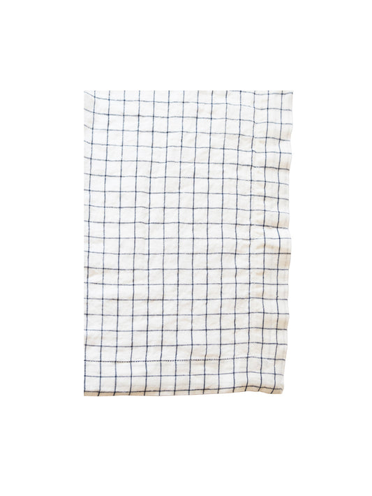 European Check Linen Collection Navy and White Napkins Weston Table