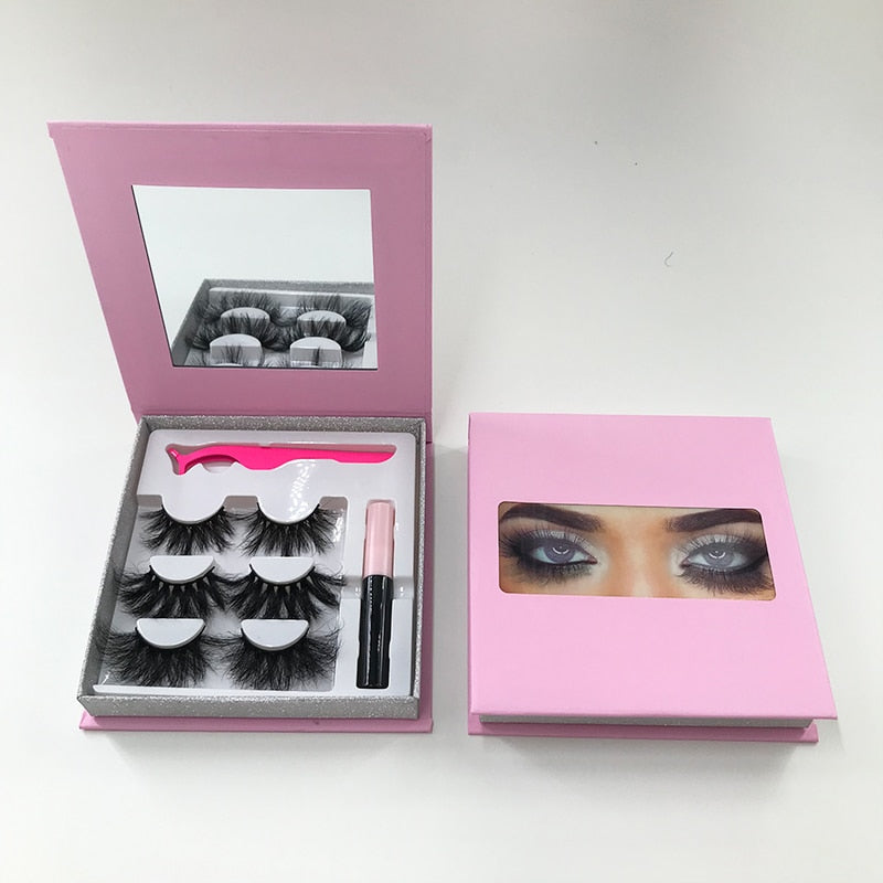 Big 3 Pairs Lash Packaging with Eyelashes