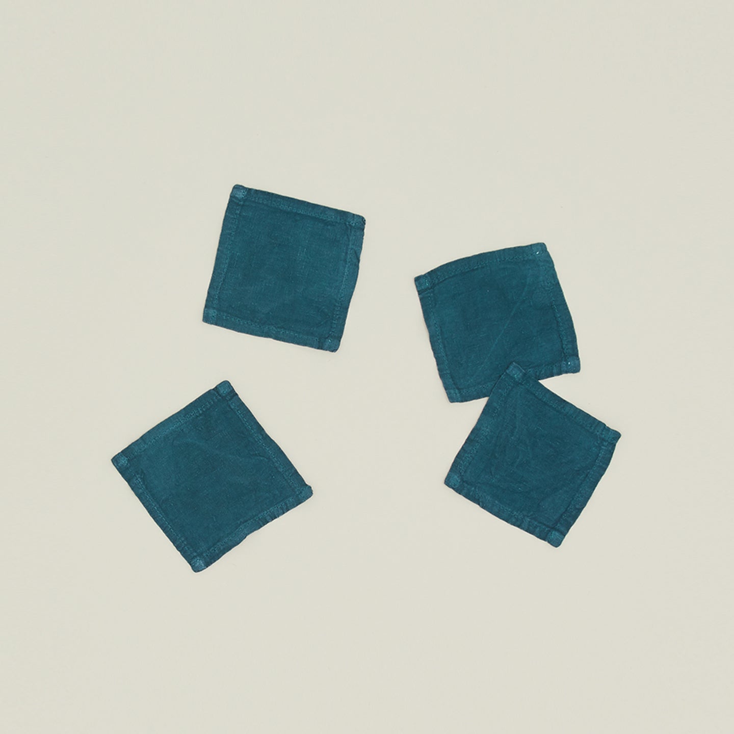 Simple Linen Cocktail Napkins, Set of 4 - Peacock