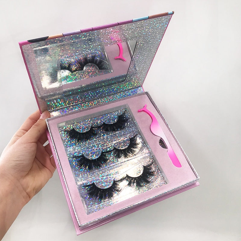 Big 3 Pairs Lash Packaging with Eyelashes