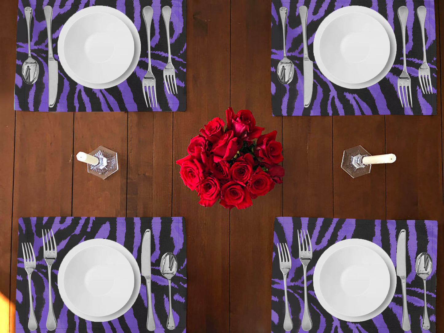 Zebra Print Cotton Dinner Table Placemats Holiday Home Decoration 13" x 19" (Pack of 4)