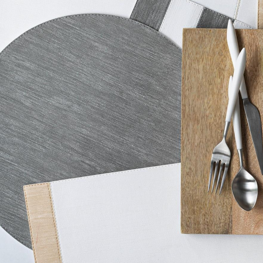 Vietri Reversible Round Placemats - Gray/White (Set of 4)
