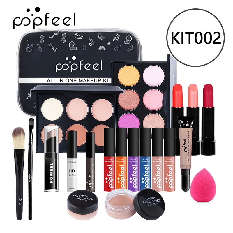 All In One Makeup Kit(Eyeshadow, LiGloss,Lipstick,Brushes,Eyebrow,Concealer)Beauty Cosmetic Bag