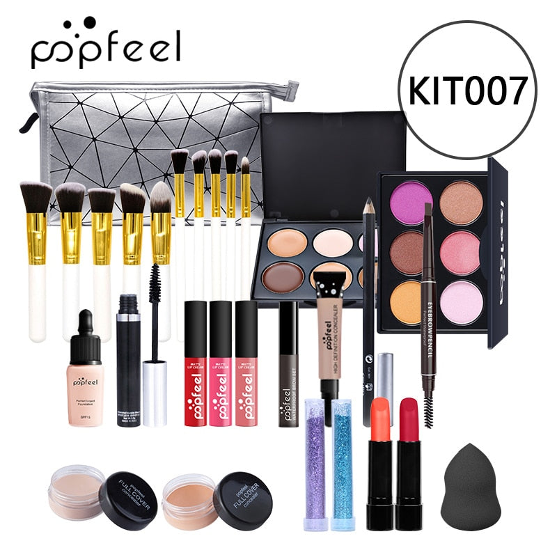 All In One Makeup Kit(Eyeshadow, LiGloss,Lipstick,Brushes,Eyebrow,Concealer)Beauty Cosmetic Bag