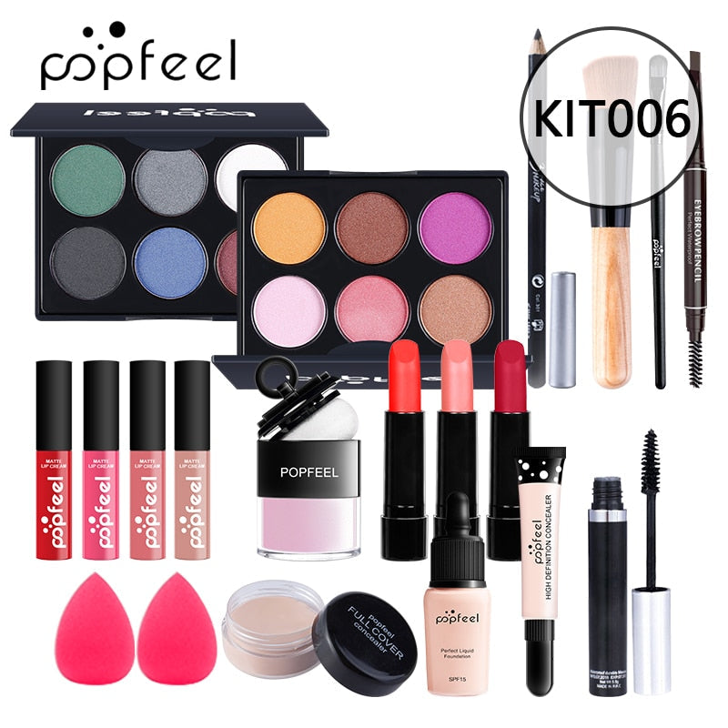 All In One Makeup Kit(Eyeshadow, LiGloss,Lipstick,Brushes,Eyebrow,Concealer)Beauty Cosmetic Bag