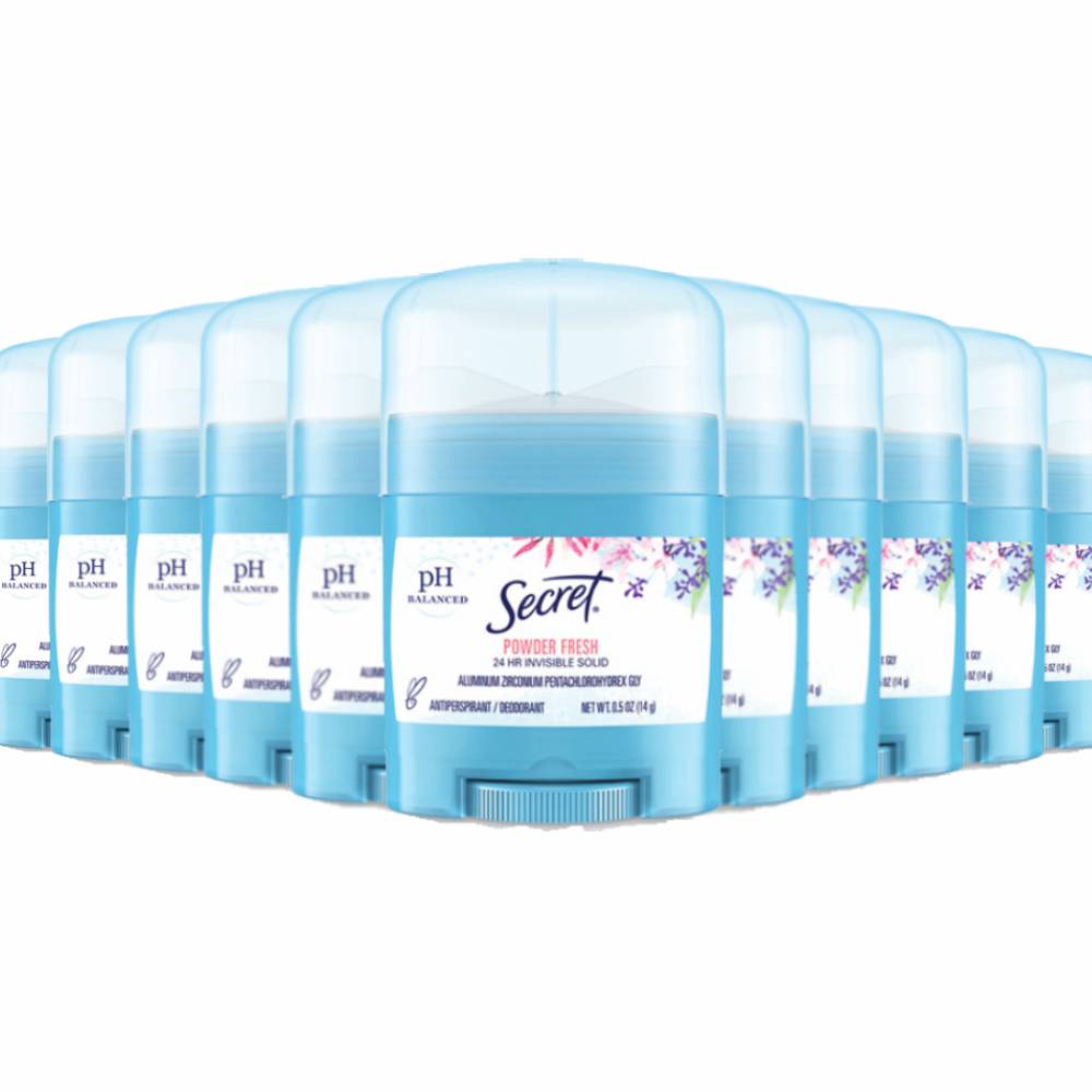 Secret Invisible Solid Anti-Perspirant & Deodorant, Powder Fresh 0.50 oz - 24 Pack