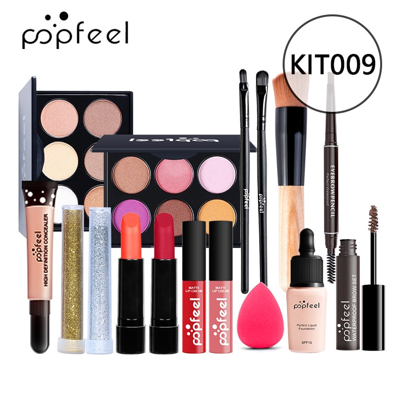 All In One Makeup Kit(Eyeshadow, LiGloss,Lipstick,Brushes,Eyebrow,Concealer)Beauty Cosmetic Bag