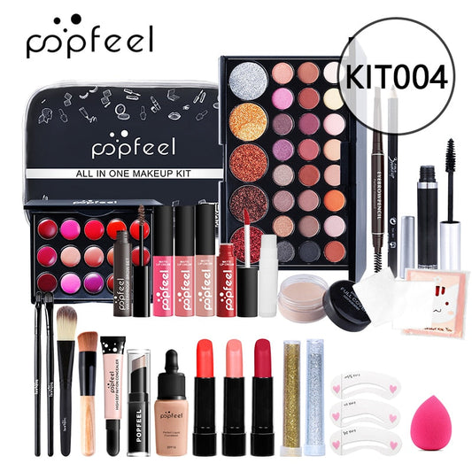 All In One Makeup Kit(Eyeshadow, LiGloss,Lipstick,Brushes,Eyebrow,Concealer)Beauty Cosmetic Bag
