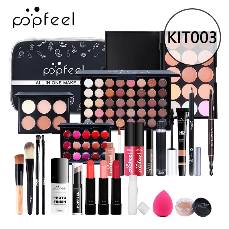 All In One Makeup Kit(Eyeshadow, LiGloss,Lipstick,Brushes,Eyebrow,Concealer)Beauty Cosmetic Bag