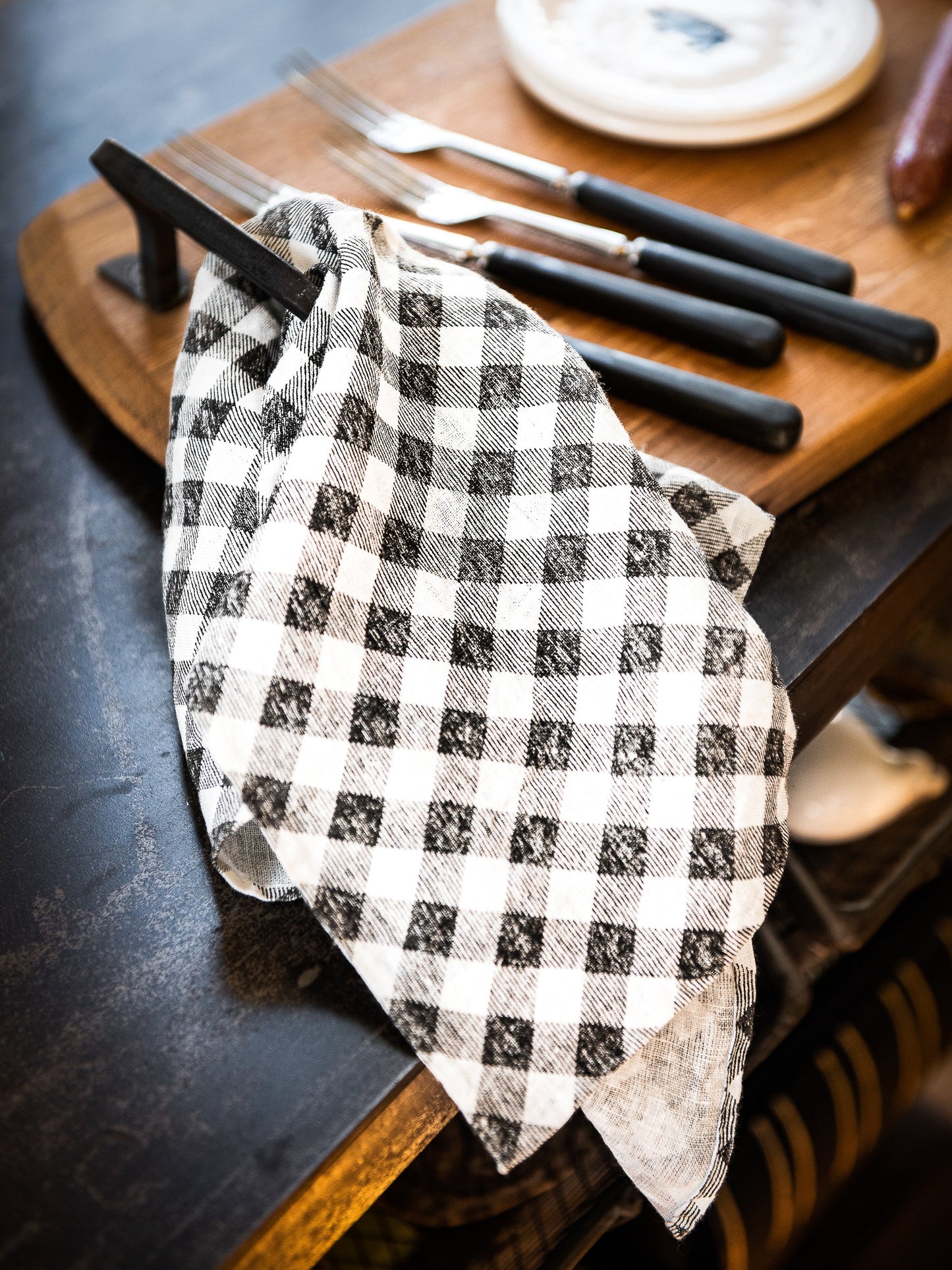Sir|Madam Black Gingham Napkins