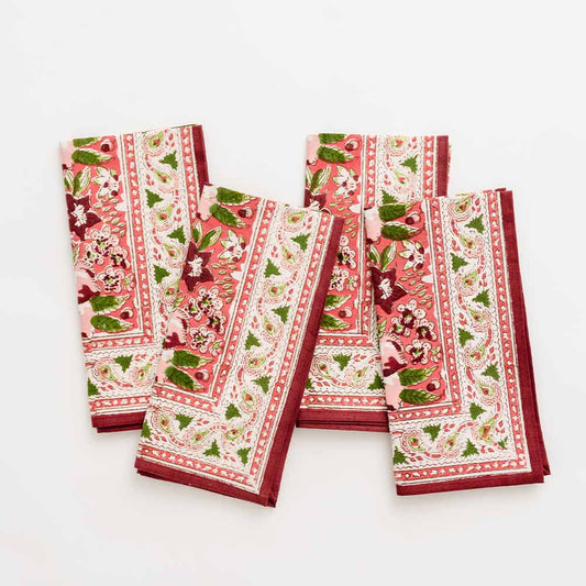 Spice Route Garnet Red Napkin-Set of 4