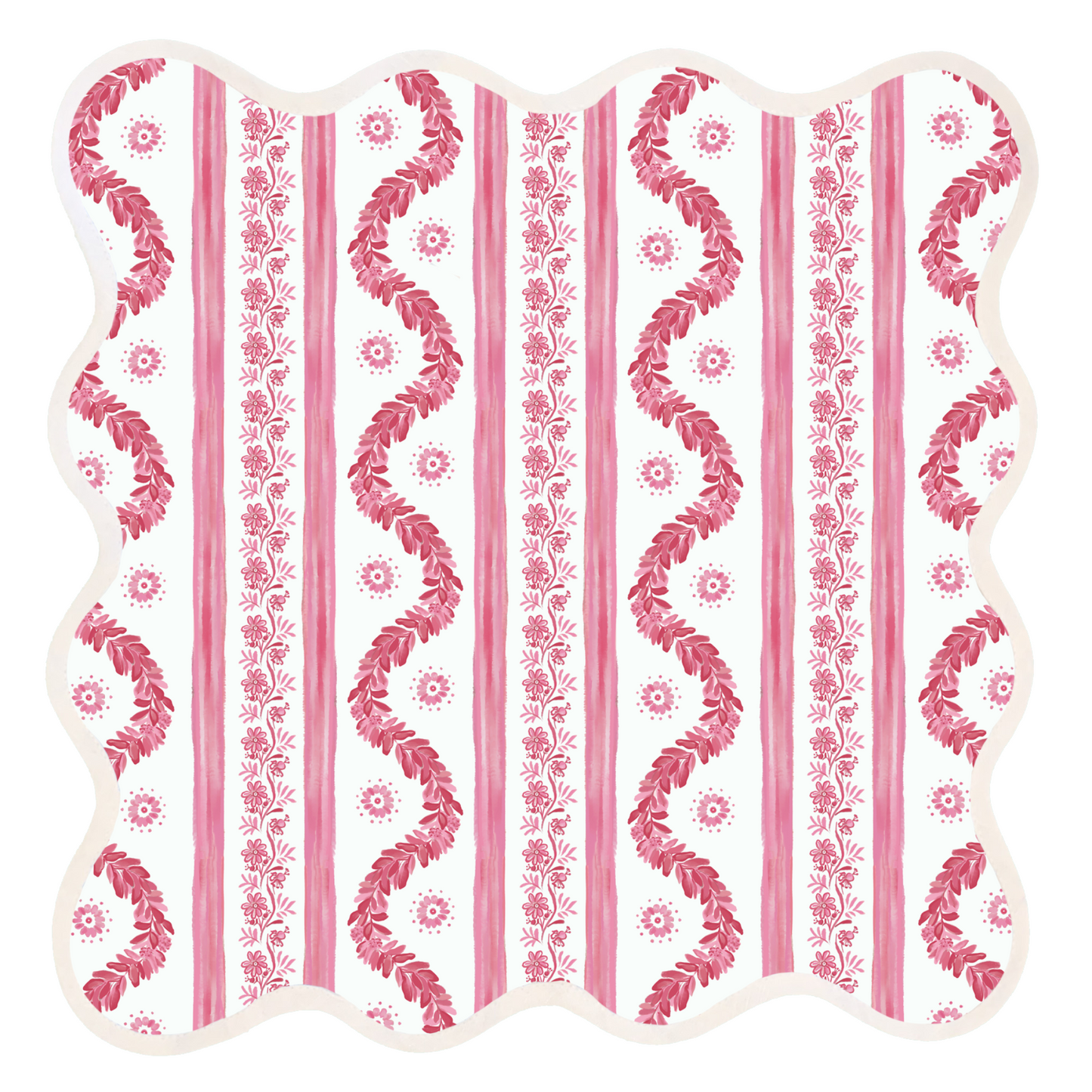 Square Scalloped Placemat, Boxwood Garden - Rose