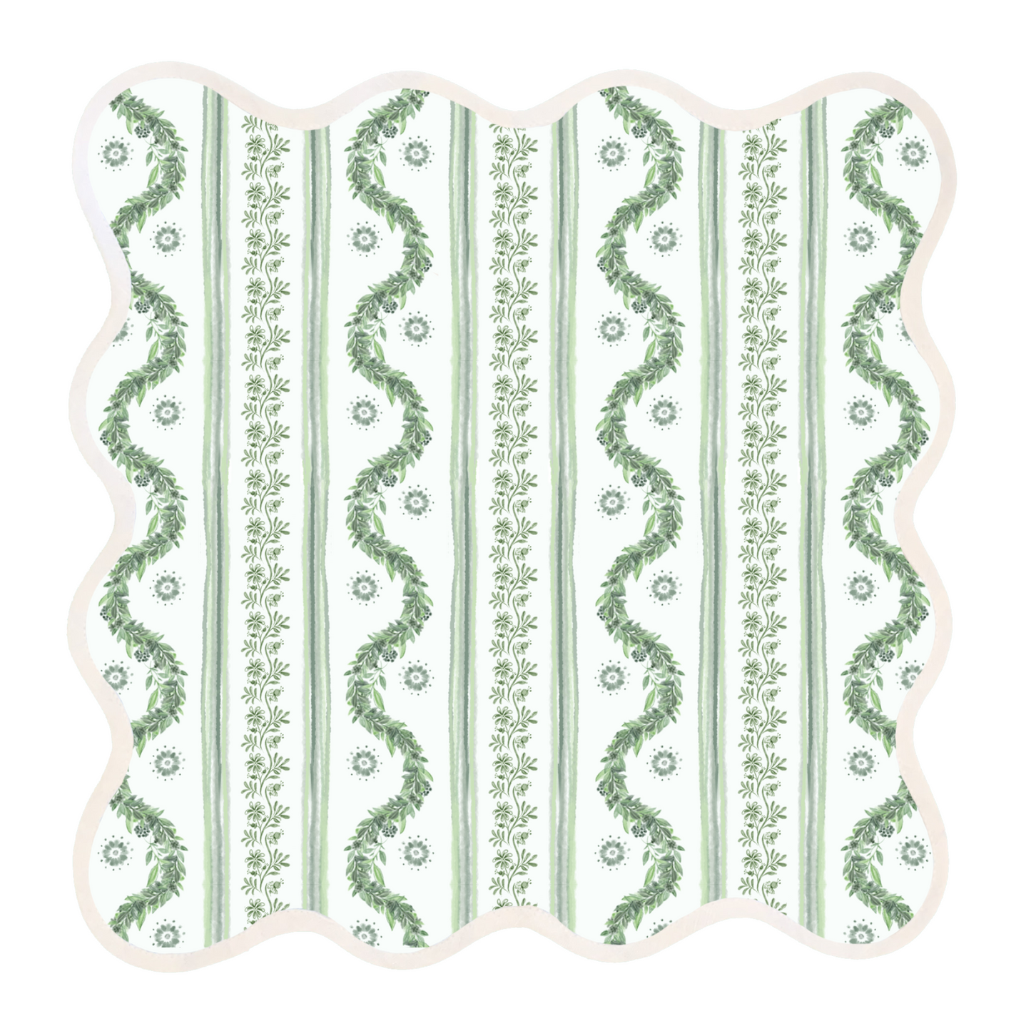 Square Scalloped Placemat, Boxwood Garden - Sage
