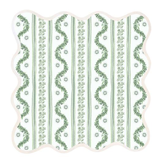 Square Scalloped Placemat, Boxwood Garden - Sage