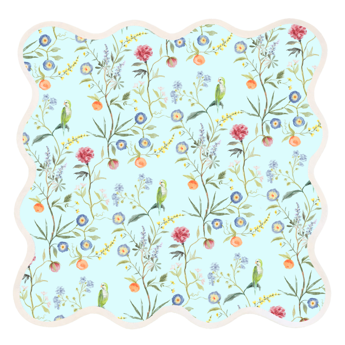 Square Scalloped Placemat, Jardin de Fleurs - Sky
