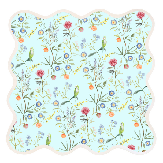 Square Scalloped Placemat, Jardin de Fleurs - Sky