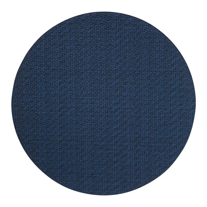 Wipeable Wicker Round Mat Navy