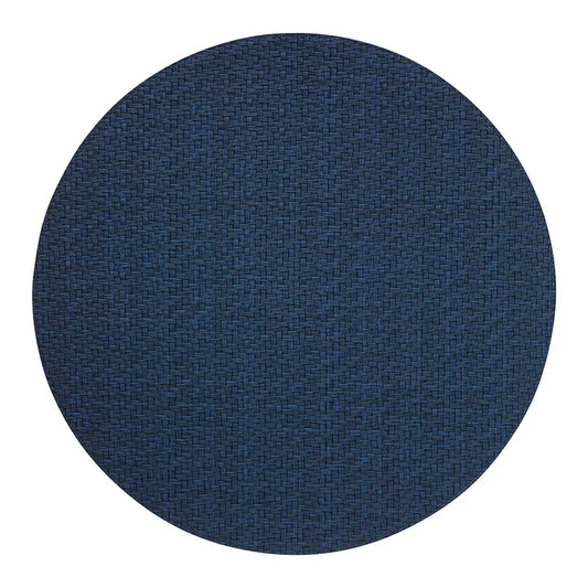 Wipeable Wicker Round Mat Navy