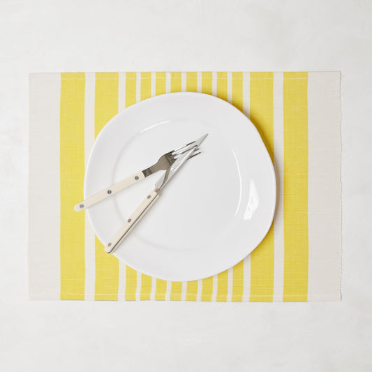 Yellow Stripe Woven Placemats, Set of 4
