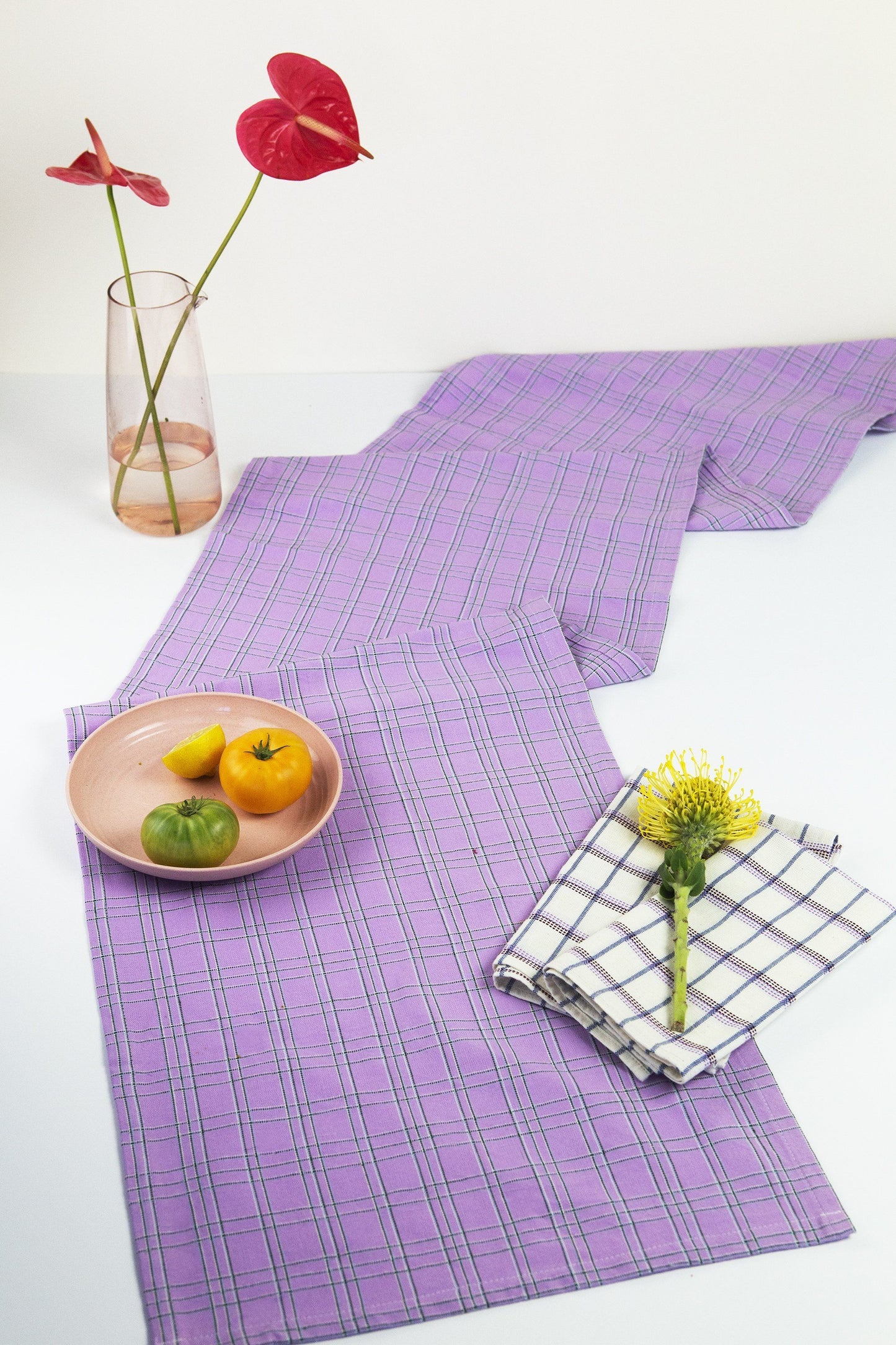 Archive New York Chiapas Plaid Lilac Table Runner Kitchen Archive New York