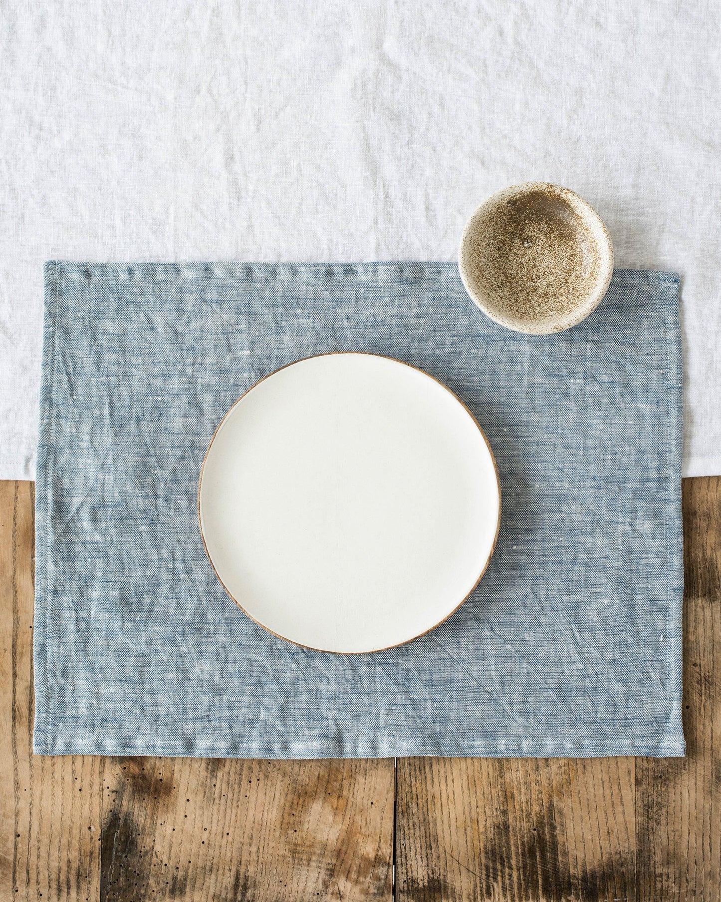 Blue melange linen placemat set of 2