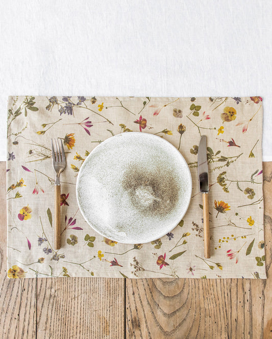 Botanical print linen placemat set of 2