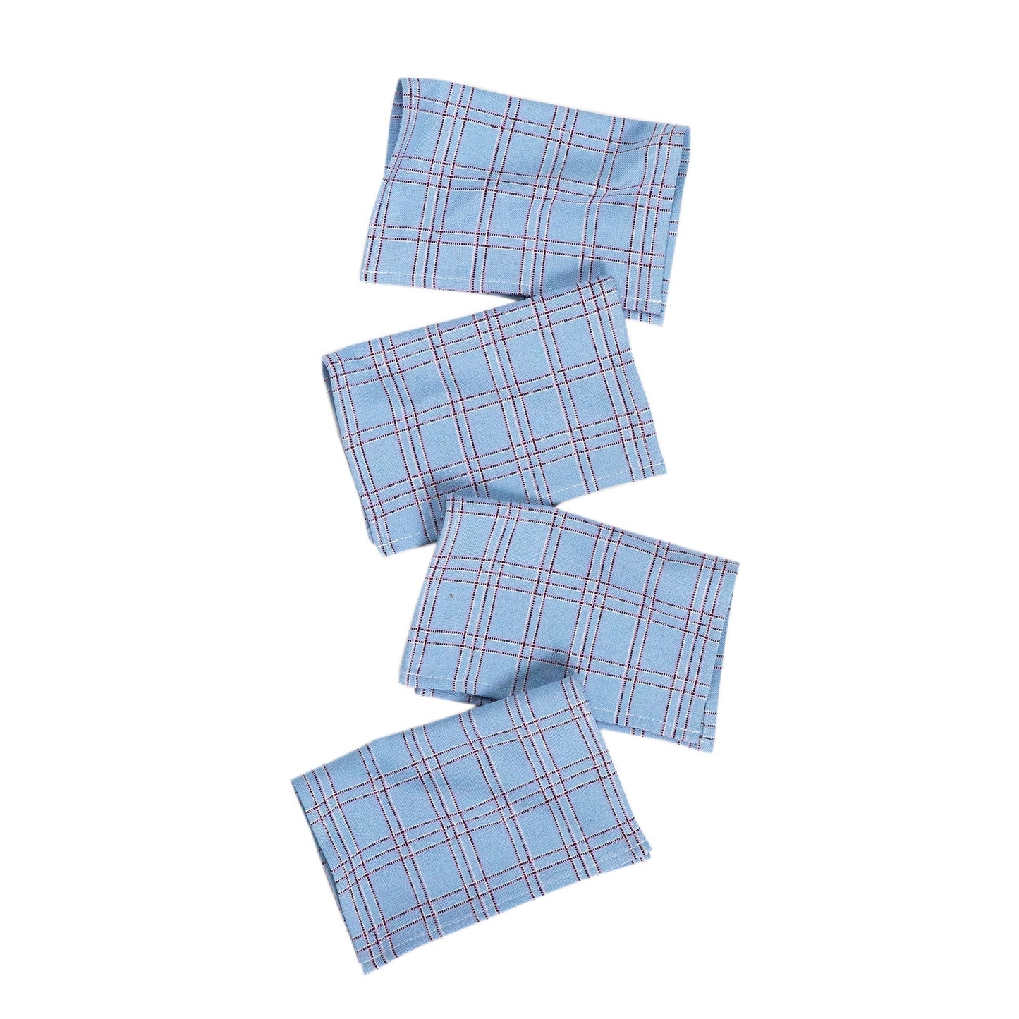 Chiapas Plaid Cocktail Napkin Set Cloth Napkins Archive New York Light Blue