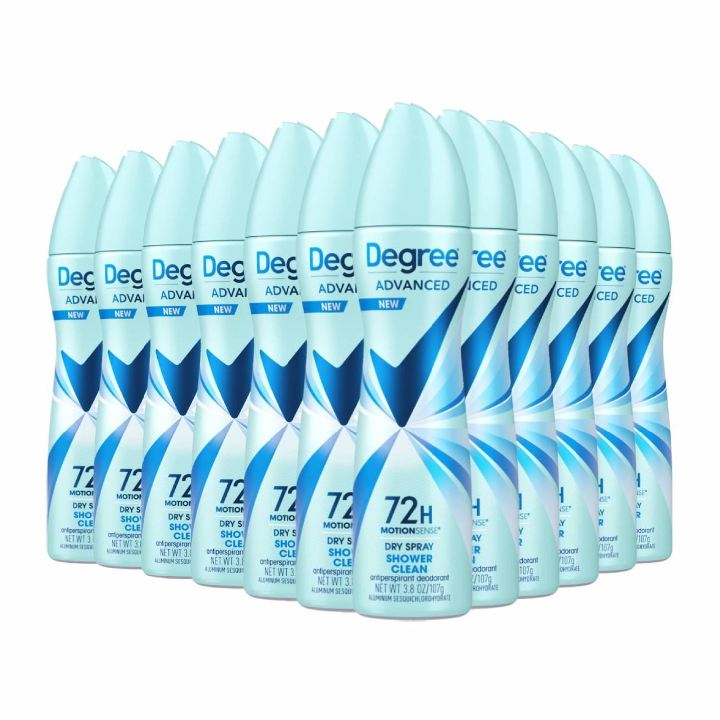 Degree Motion Sense Dry Spray Antiperspirant, Shower Clean, 3.8 Oz- 12 Pack