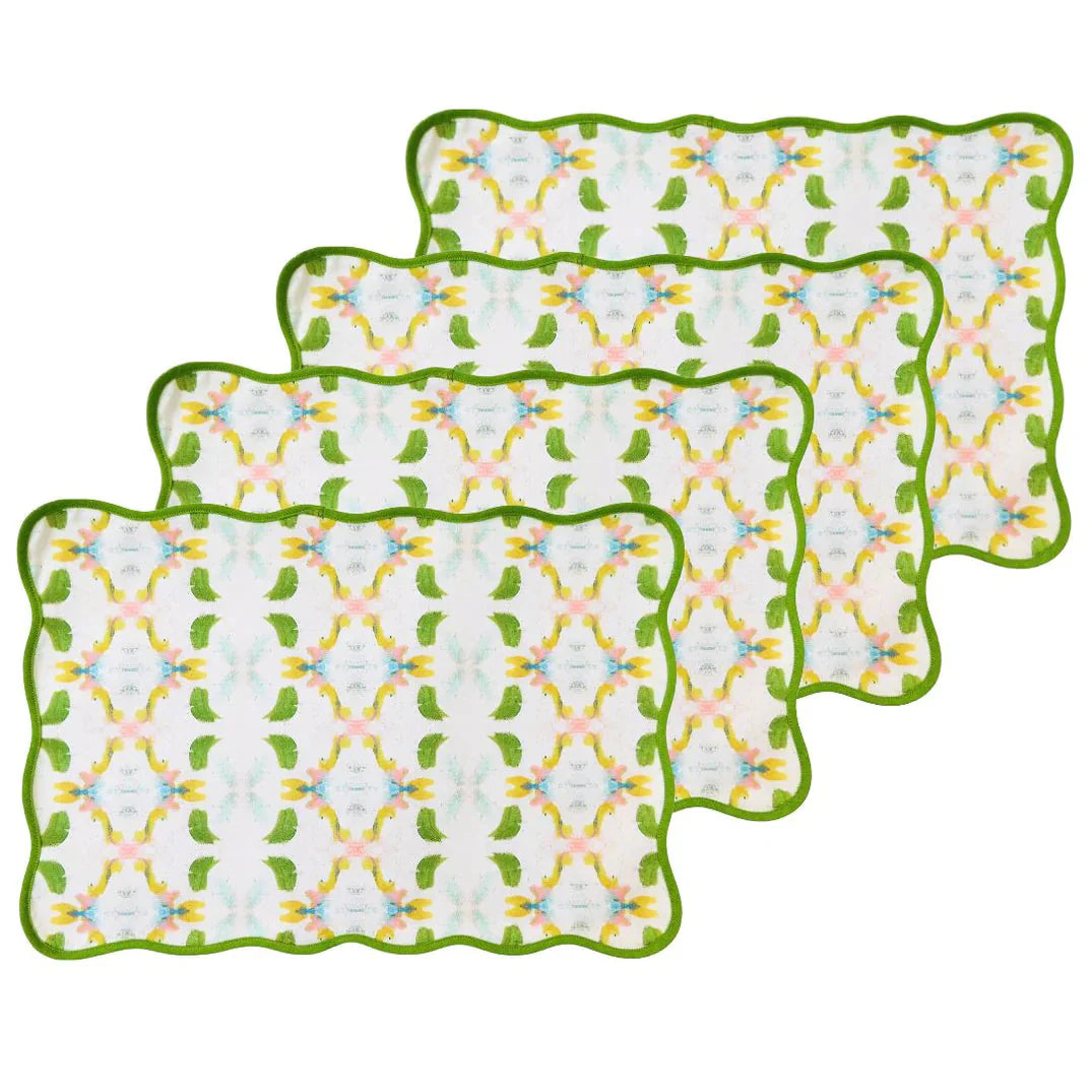 Dogwood Scalloped Placemats - Set of 4