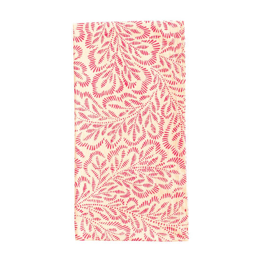 Block Print Leaves Cotton Dinner Napkins in Coral & Fuchsia - Set of 4